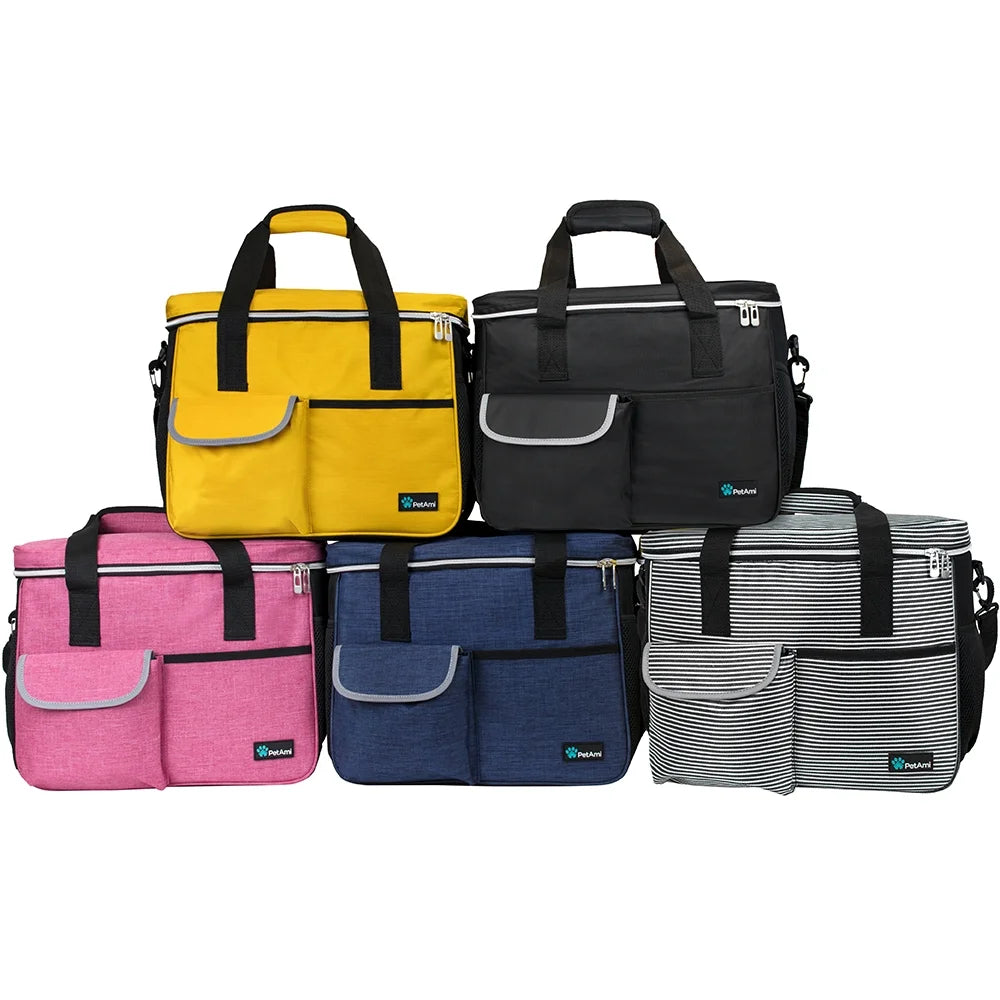 Ultimate Medium Dog Travel Bag - Yellow with Food Containers & Bowls, 22L Capacity