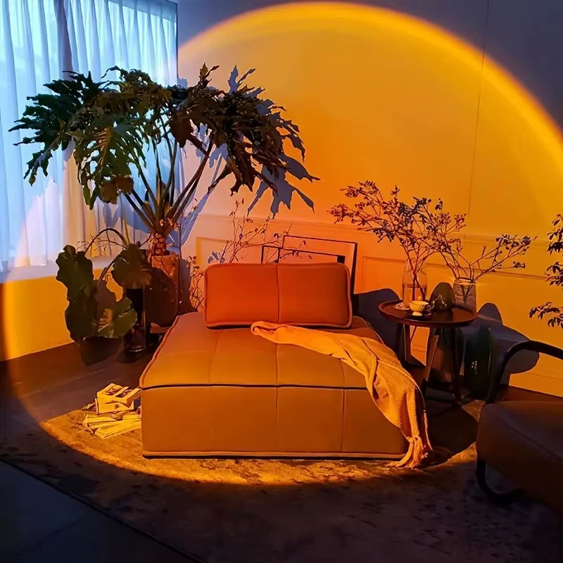 1Pc LED Sunset Light, Sunset Light Projector Atmosphere Light, Bedroom LED Night Light Projector, Room Atmosphere Light Office H